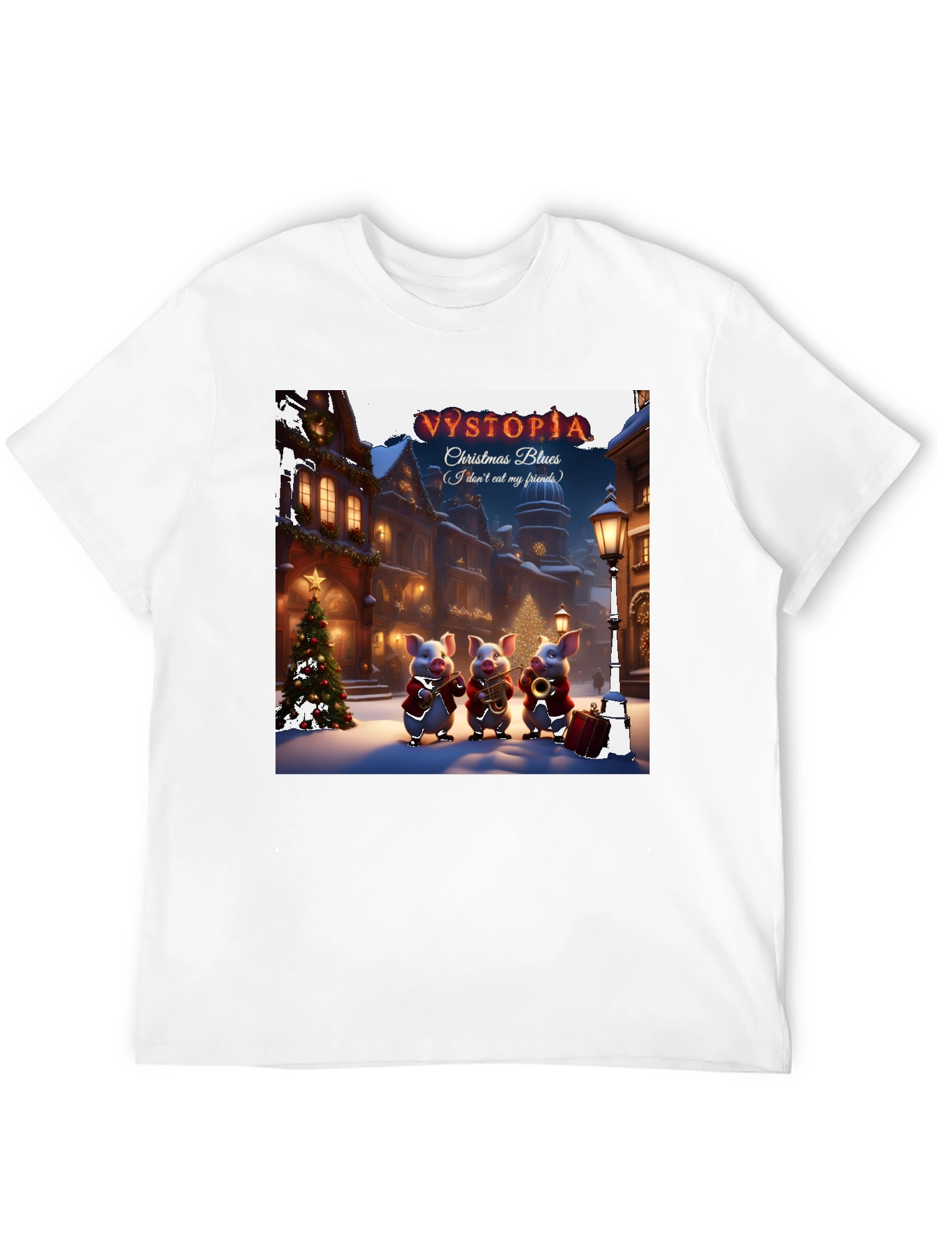 Vystopia Christmas Blues T-Shirt - Dont Eat My Friends