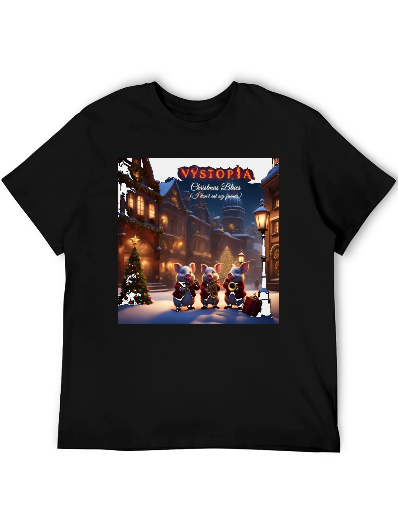 Vystopia Christmas Blues T-Shirt - Dont Eat My Friends