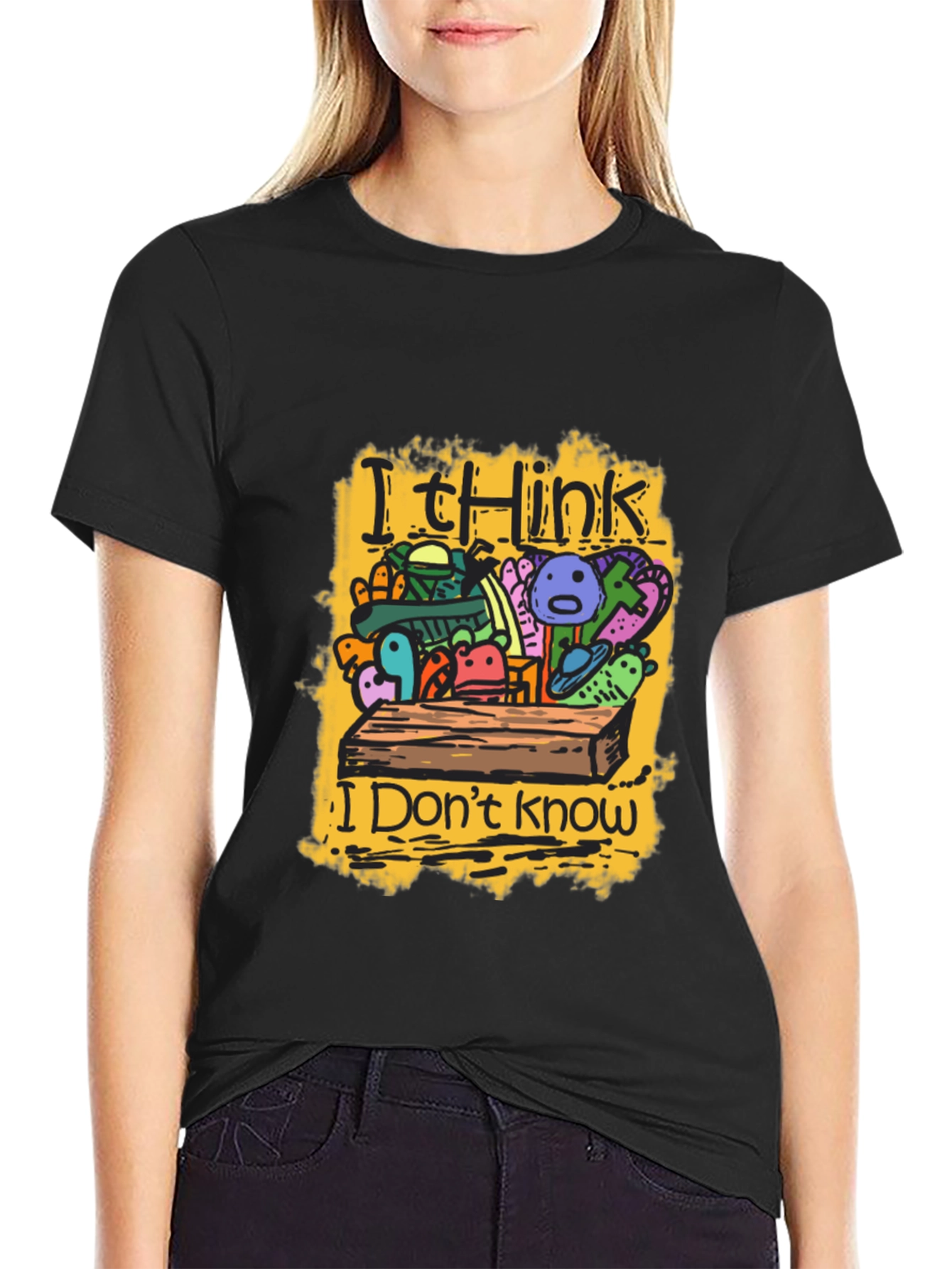 I Think I Dont Know Black Graphic Tee