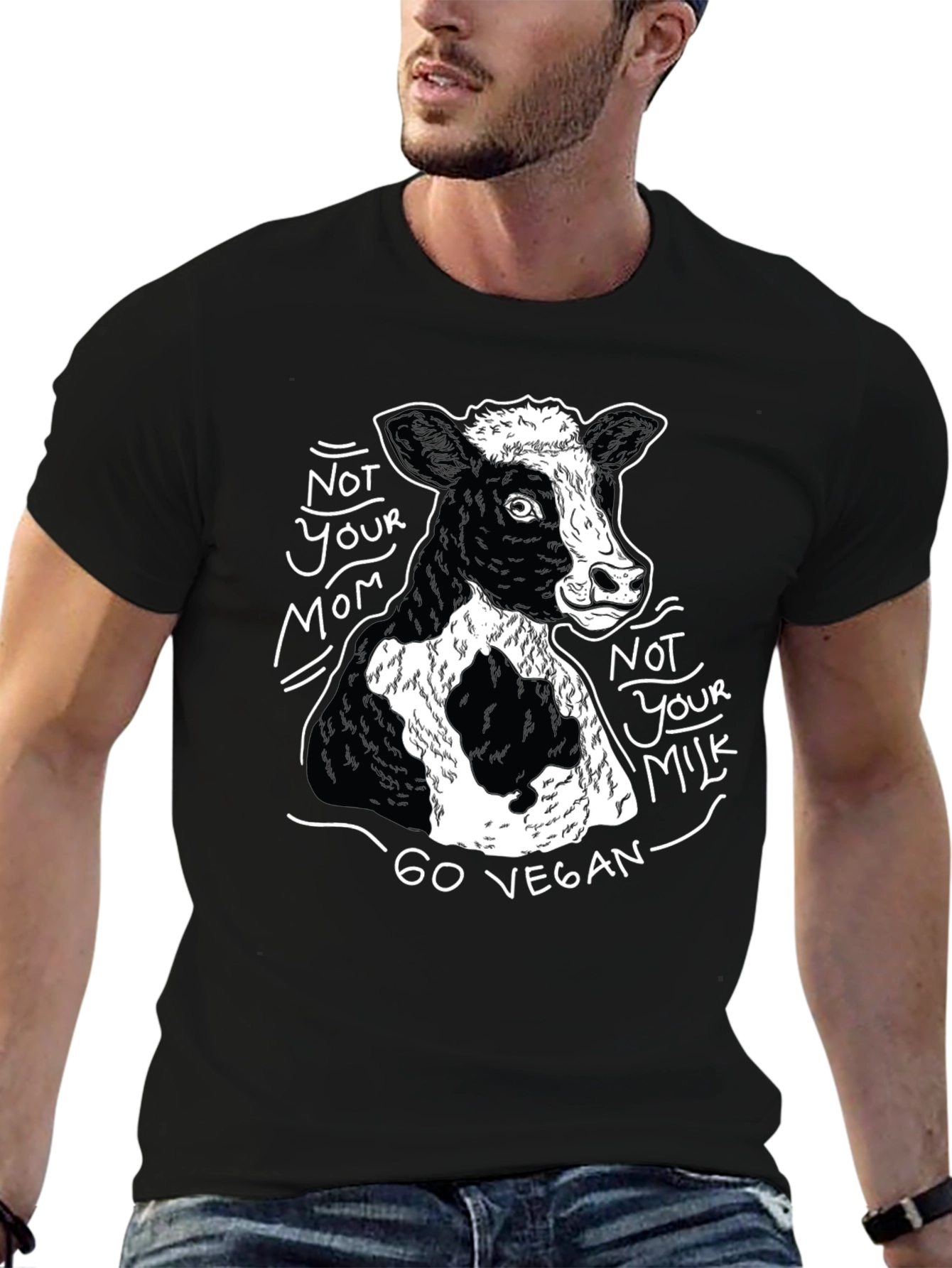 Vegan Cow Graphic T-Shirt - Unisex Black Tee