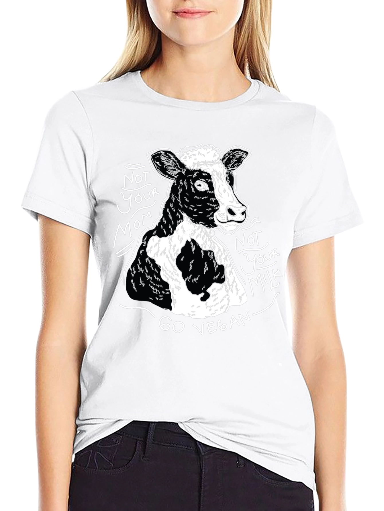 Vegan Cow Graphic T-Shirt - Unisex Black Tee