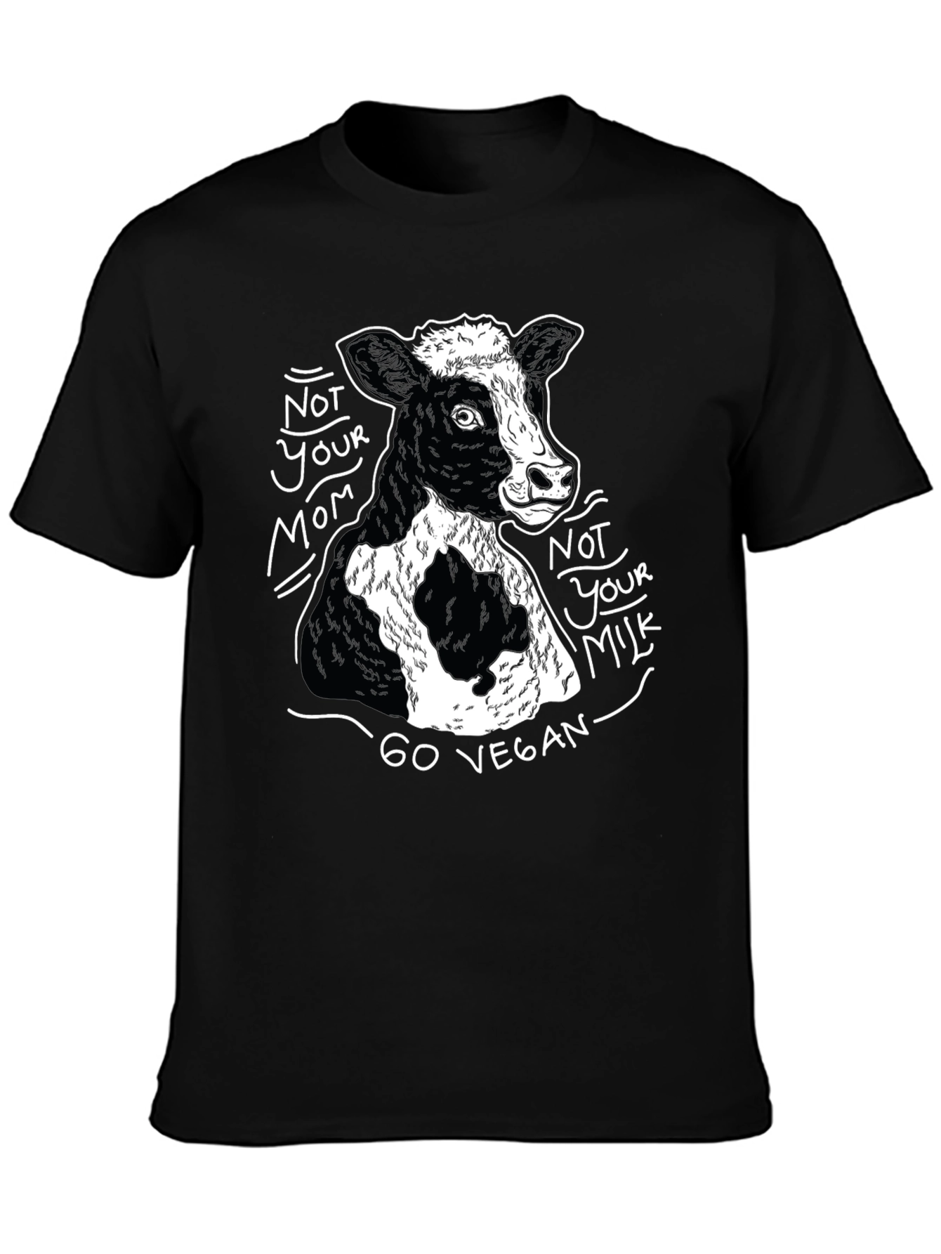 Vegan Cow Graphic T-Shirt - Unisex Black Tee