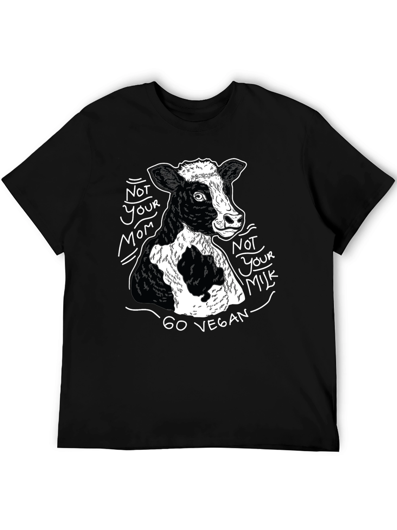 Vegan Cow Graphic T-Shirt - Unisex Black Tee