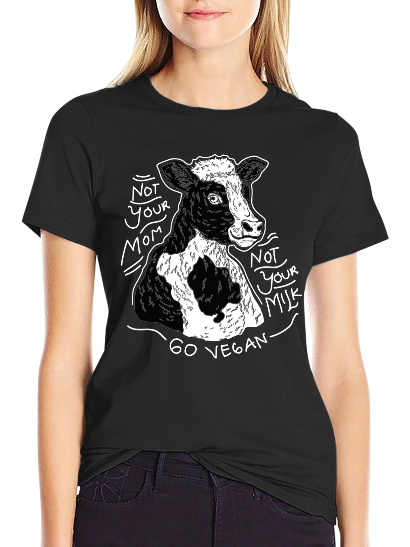 Vegan Cow Graphic T-Shirt - Unisex Black Tee