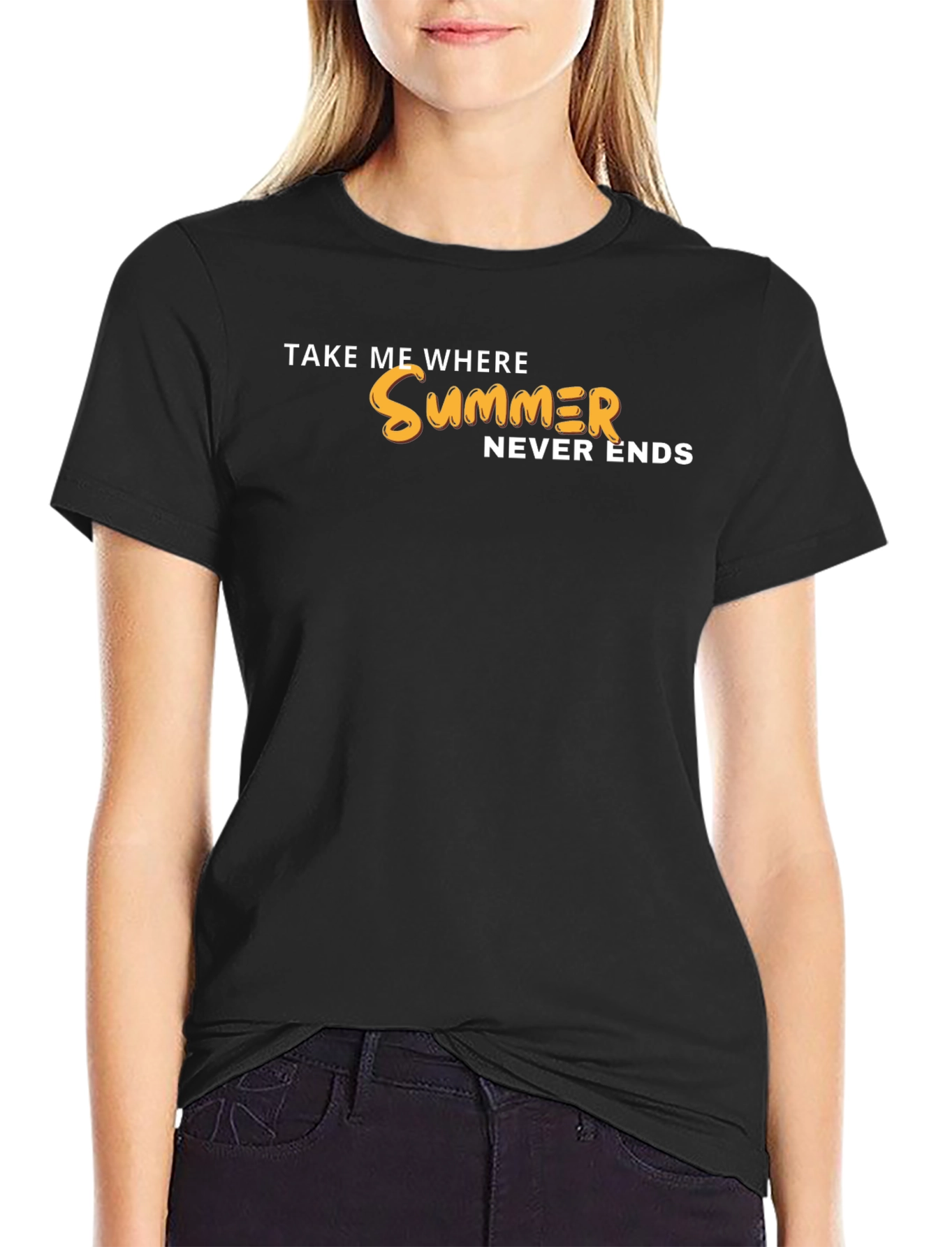 Summer Never Ends Graphic Tee - Black Casual Shirt