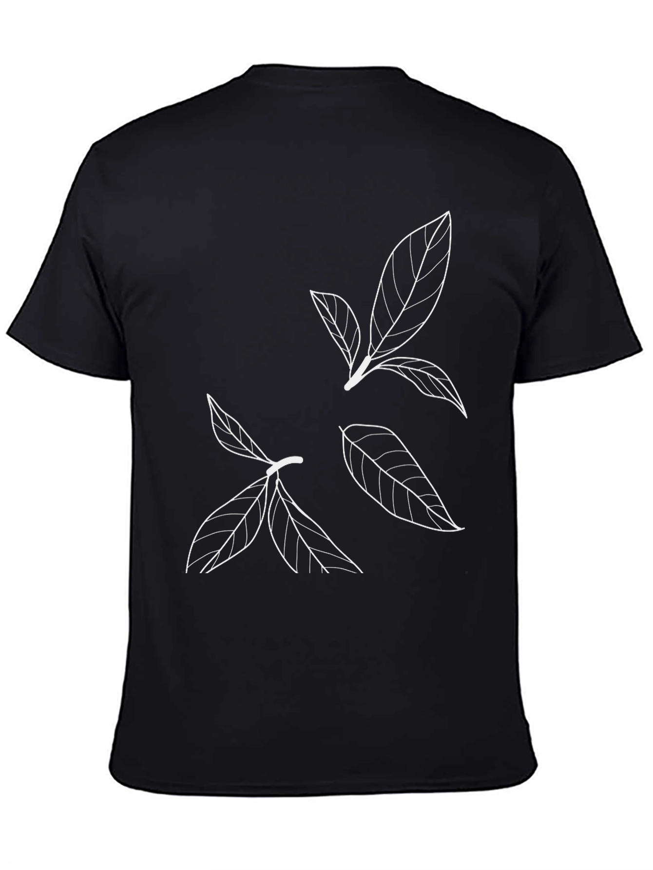 Minimalist Leaf Graphic Black T-Shirt