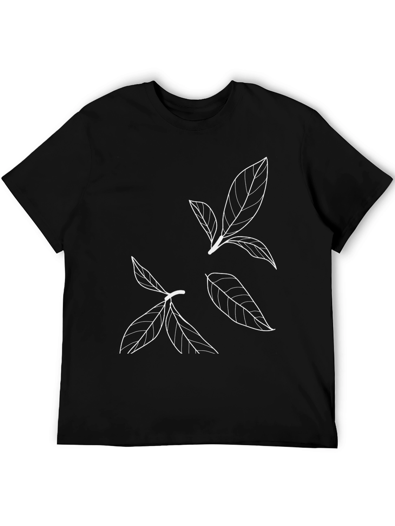 Minimalist Leaf Graphic Black T-Shirt