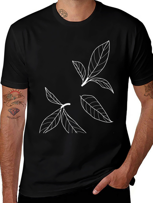 Minimalist Leaf Graphic Black T-Shirt