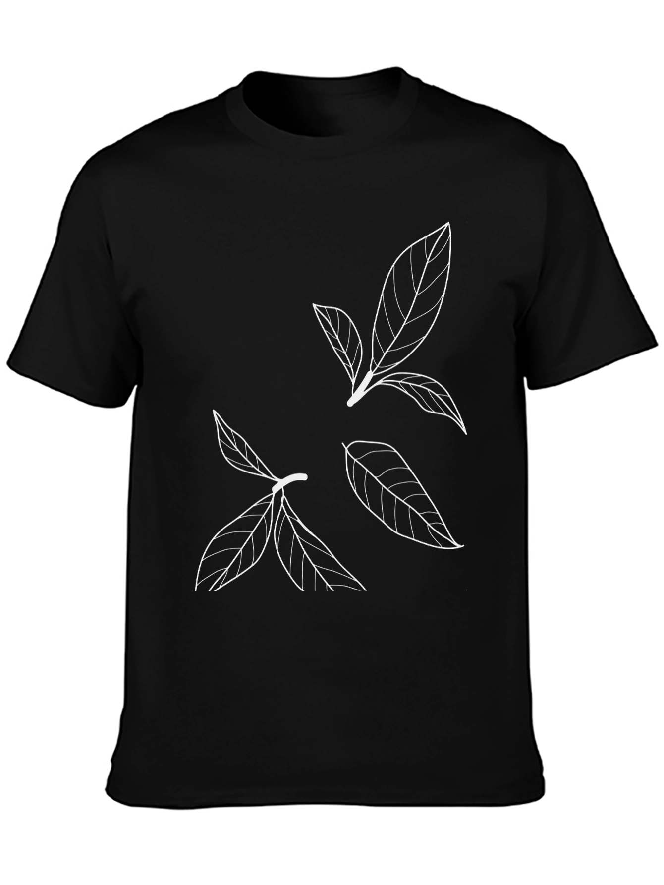 Minimalist Leaf Graphic Black T-Shirt
