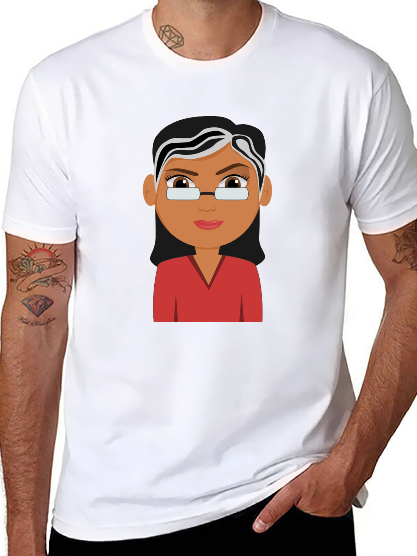 Cartoon Teacher Graphic Tee - Unisex Black T-Shirt