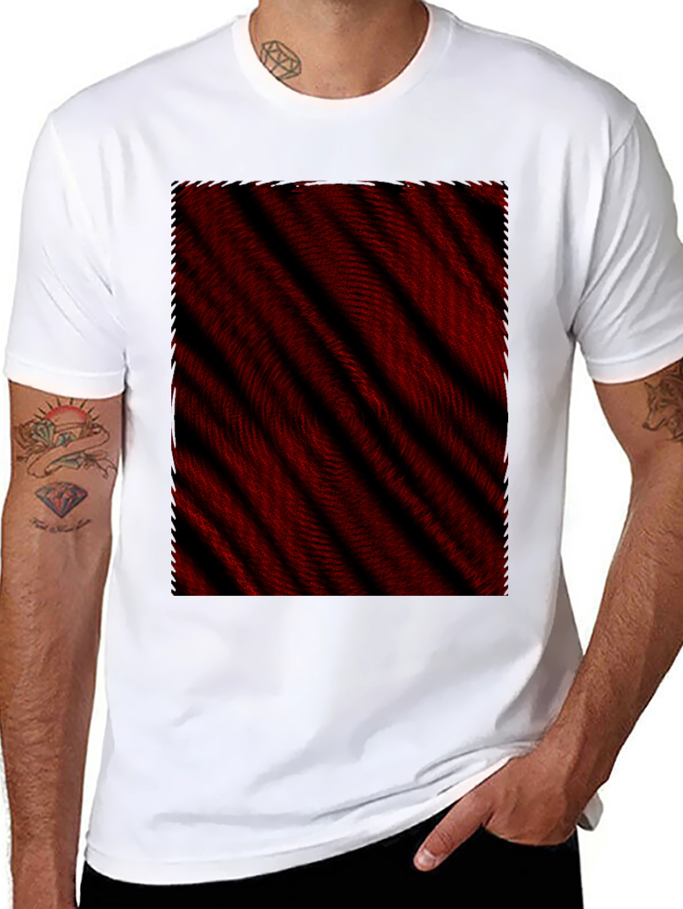 Abstract Red & Black Striped Tee