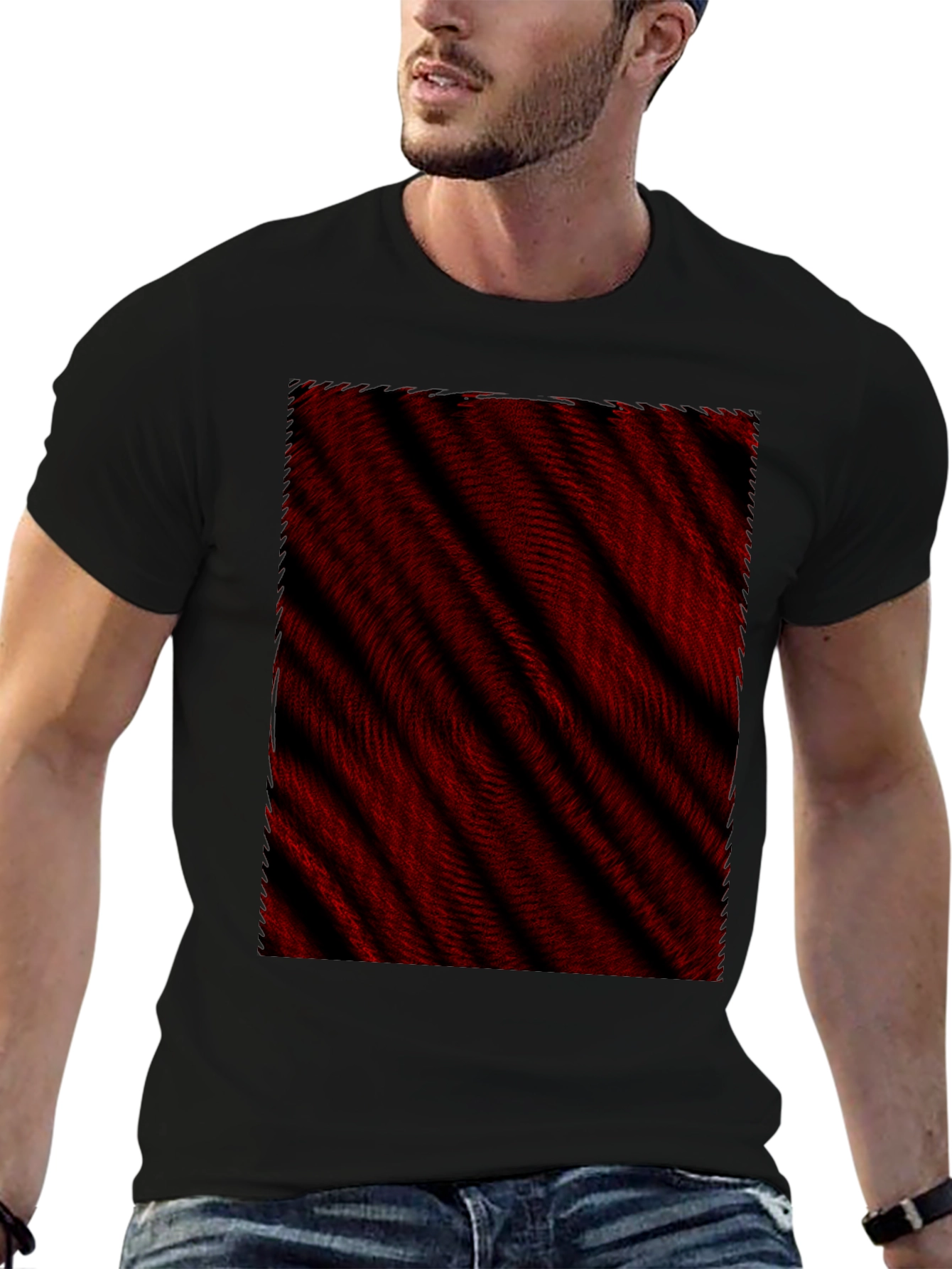 Abstract Red & Black Striped Tee