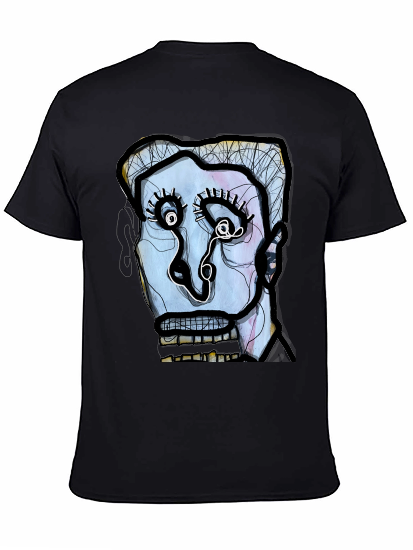 Abstract Art Face Graphic Black Tee