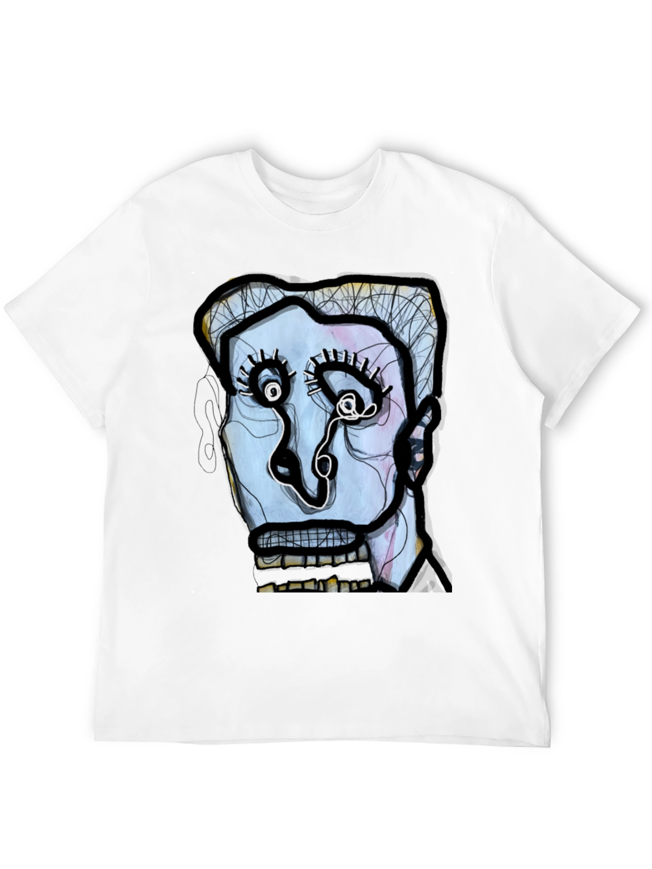 Abstract Art Face Graphic Black Tee