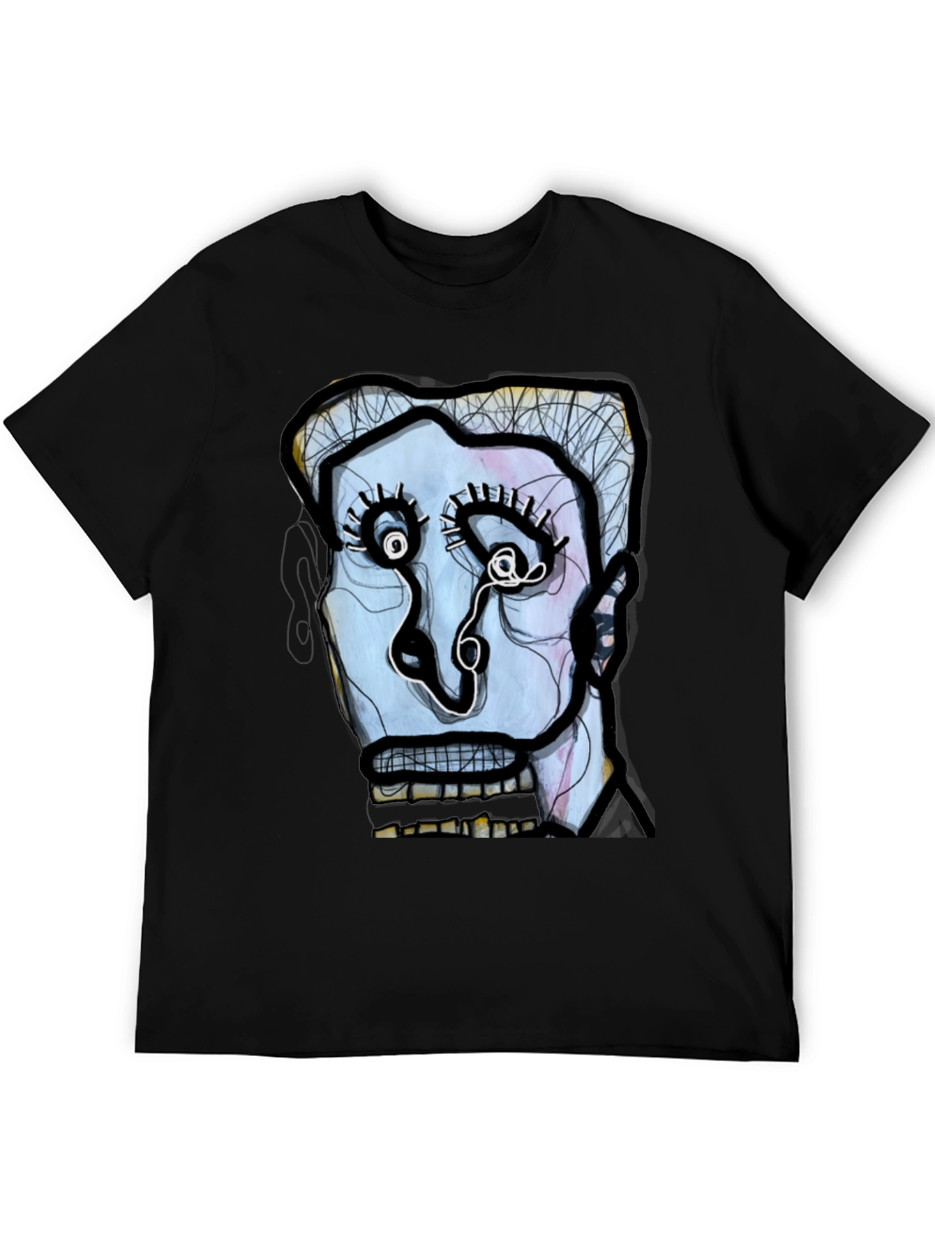 Abstract Art Face Graphic Black Tee