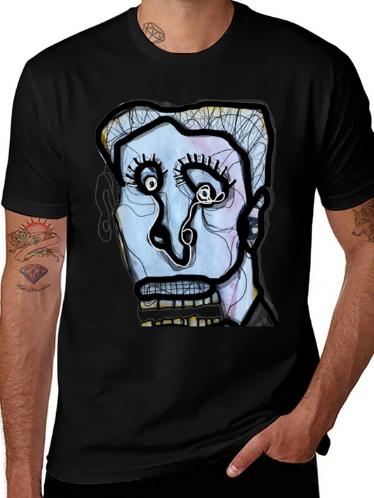 Abstract Art Face Graphic Black Tee
