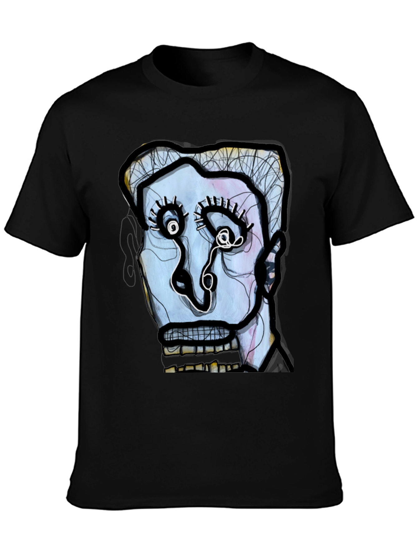 Abstract Art Face Graphic Black Tee