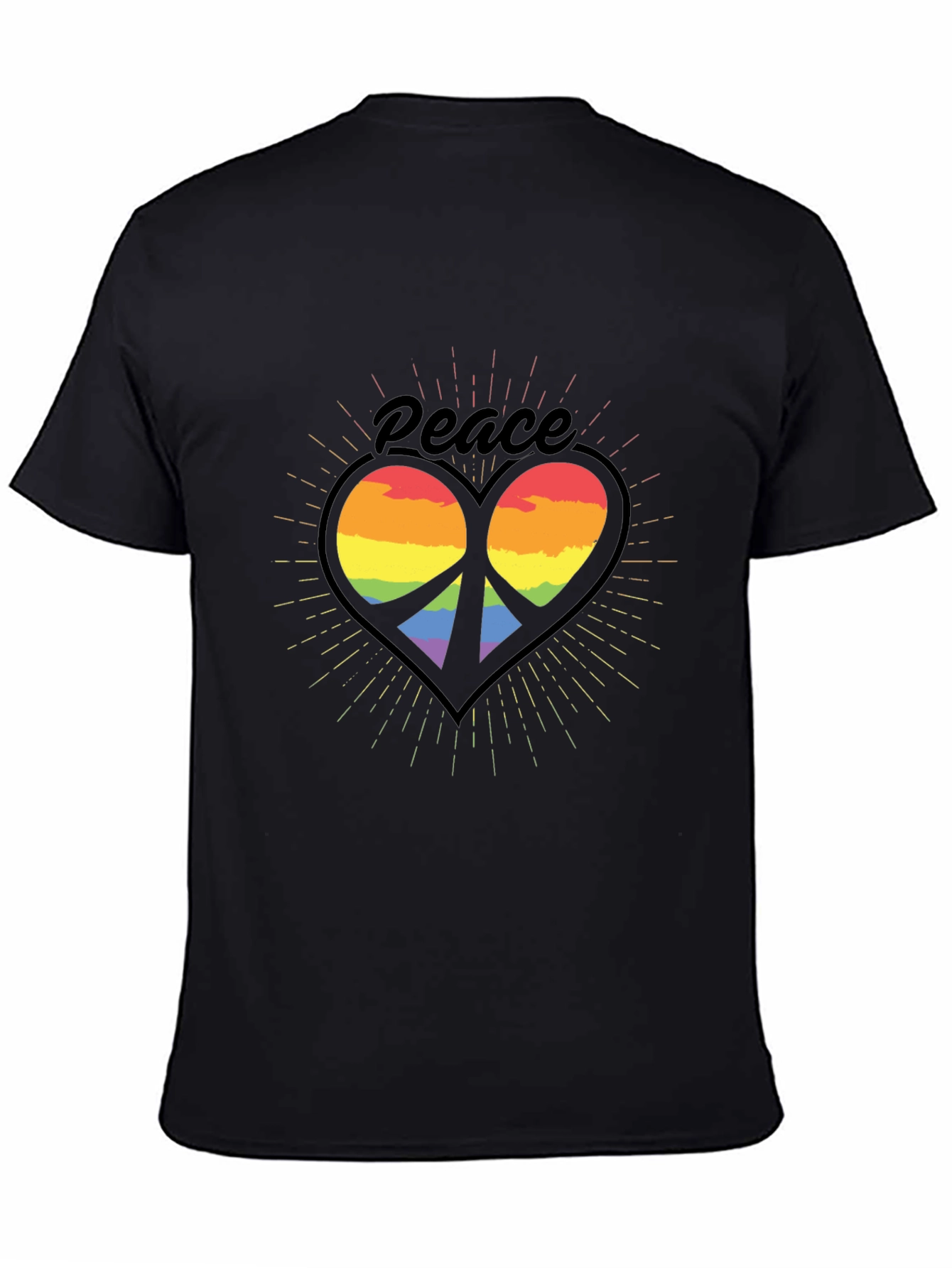 Peace Heart Rainbow T-Shirt - Black
