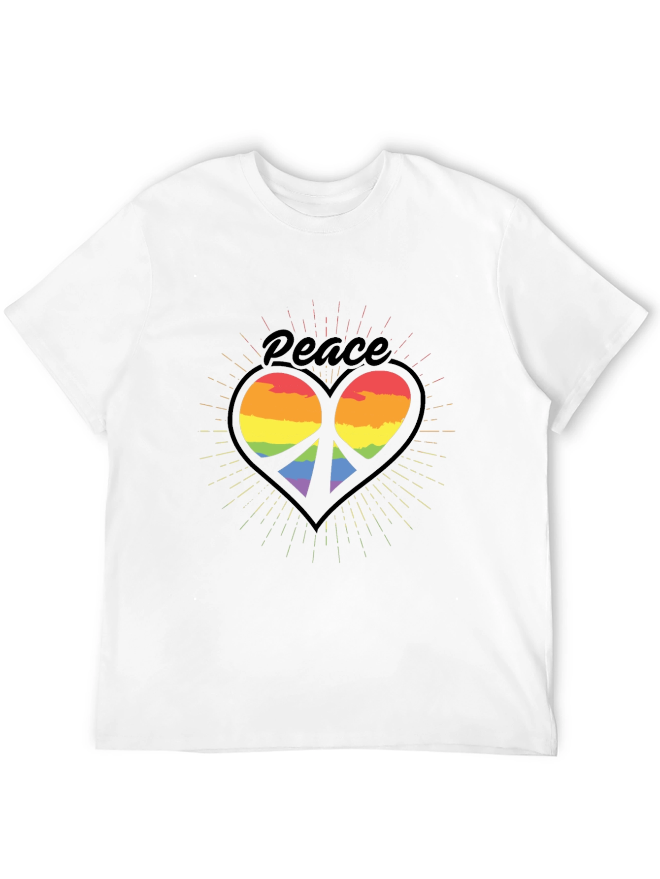 Peace Heart Rainbow T-Shirt - Black