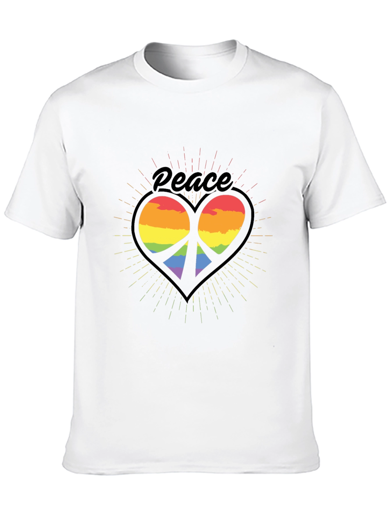 Peace Heart Rainbow T-Shirt - Black