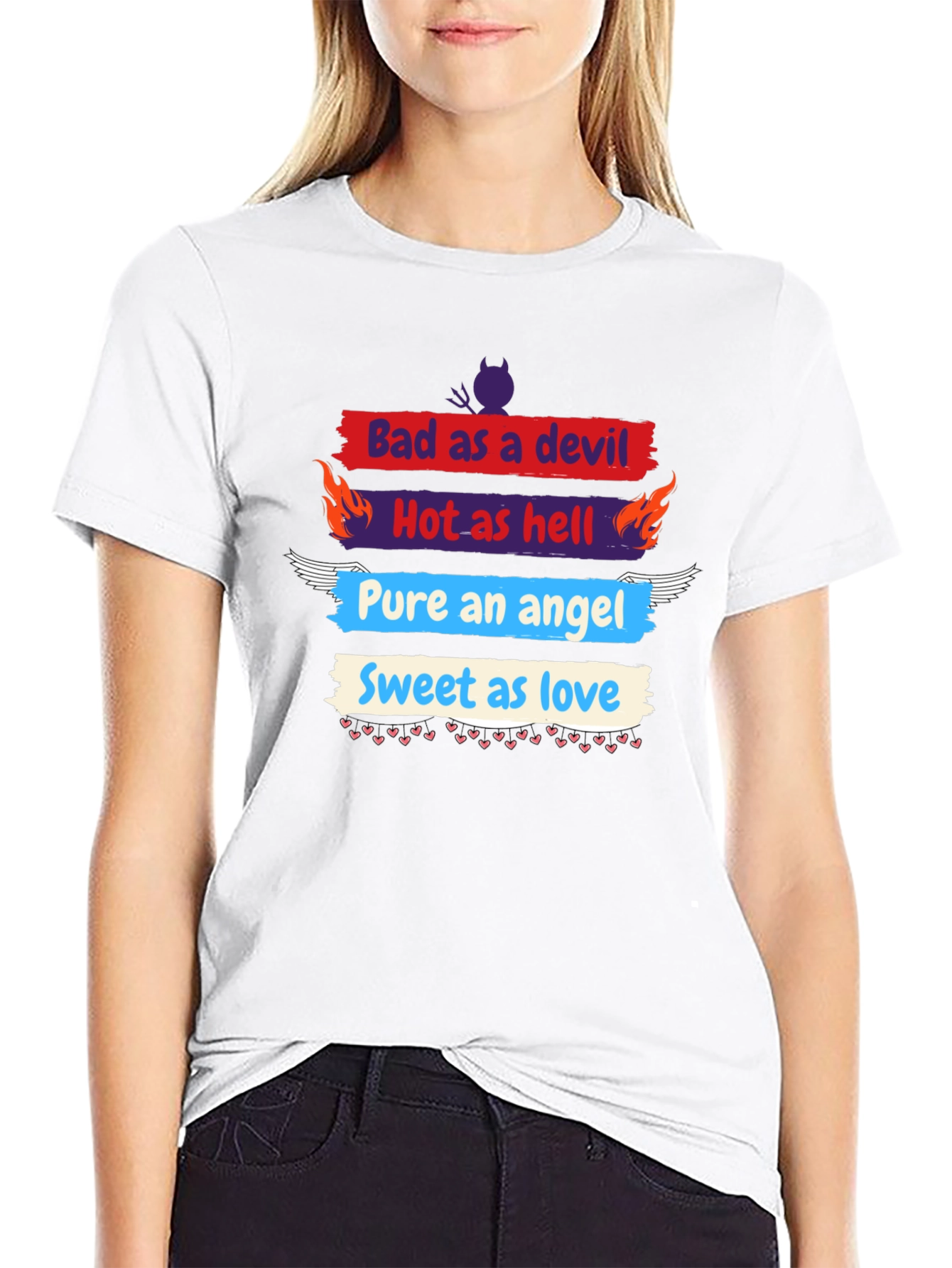 Bad Devil Hot Hell Angel Love Graphic Tee