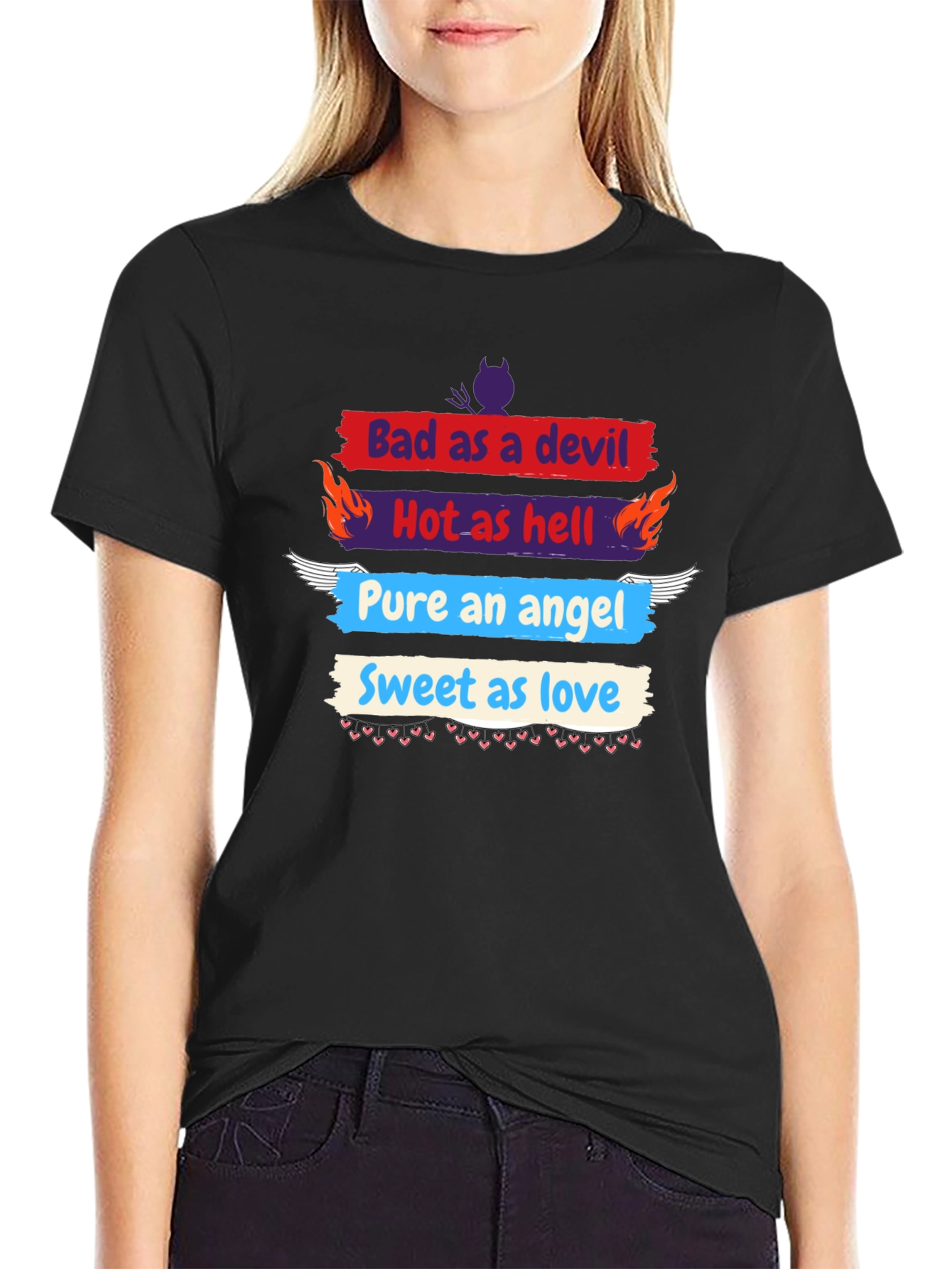 Bad Devil Hot Hell Angel Love Graphic Tee