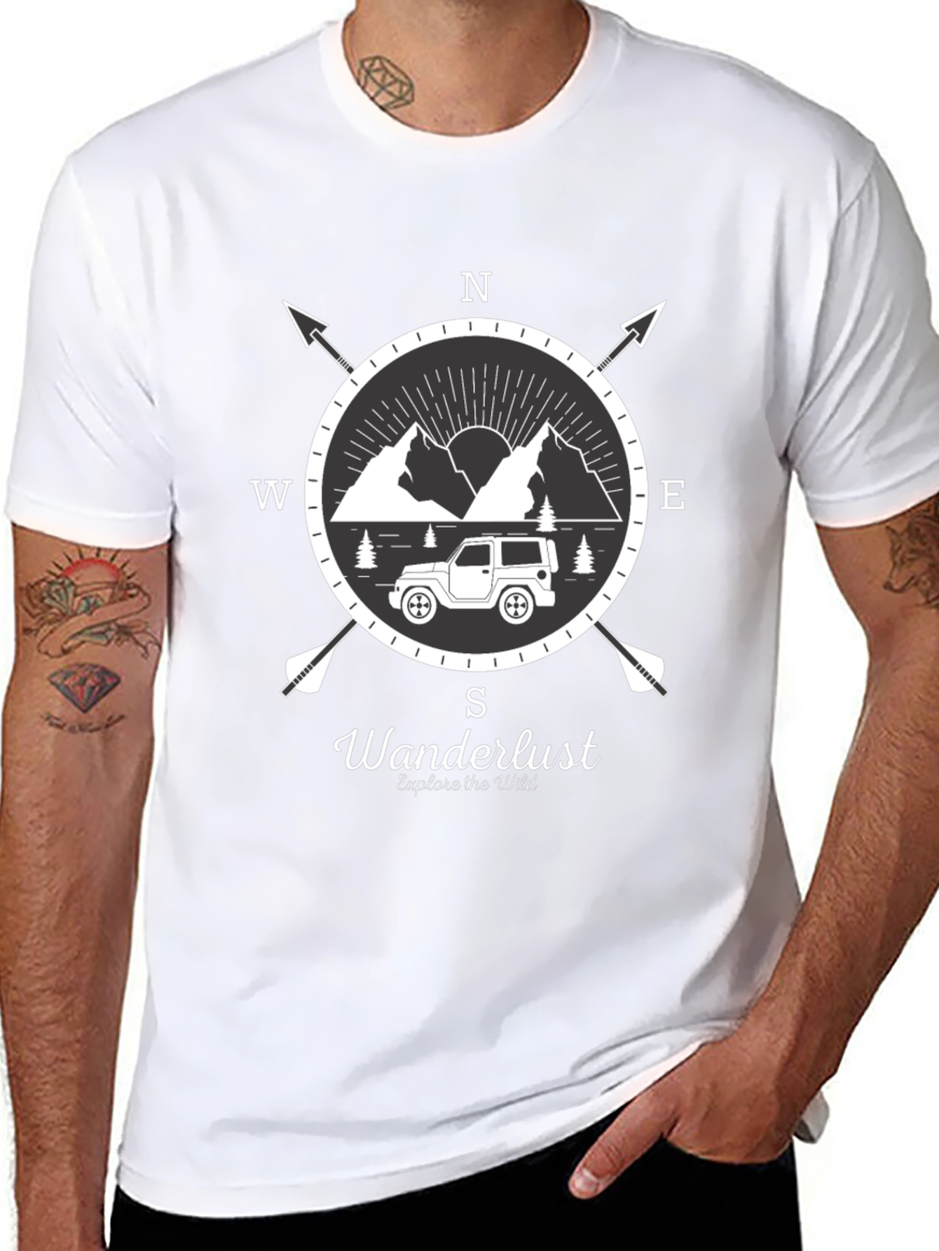 Wanderlust Compass Graphic T-Shirt - Explore The Wild