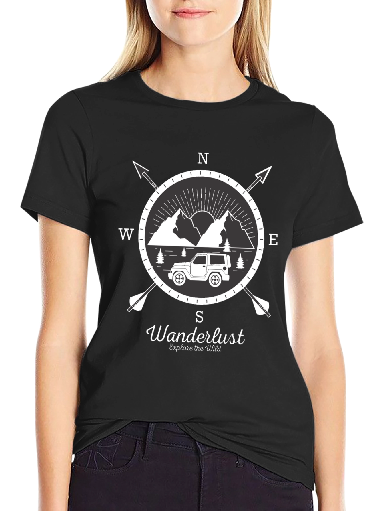 Wanderlust Compass Graphic T-Shirt - Explore The Wild