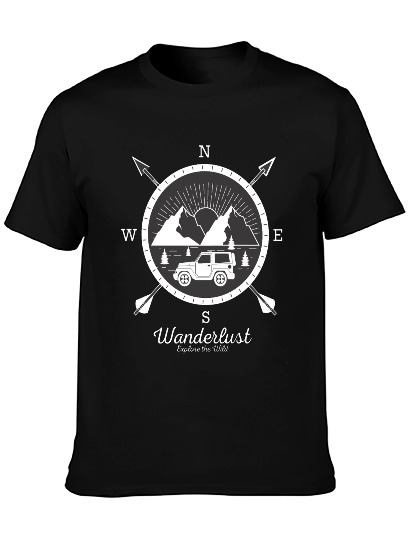 Wanderlust Compass Graphic T-Shirt - Explore The Wild