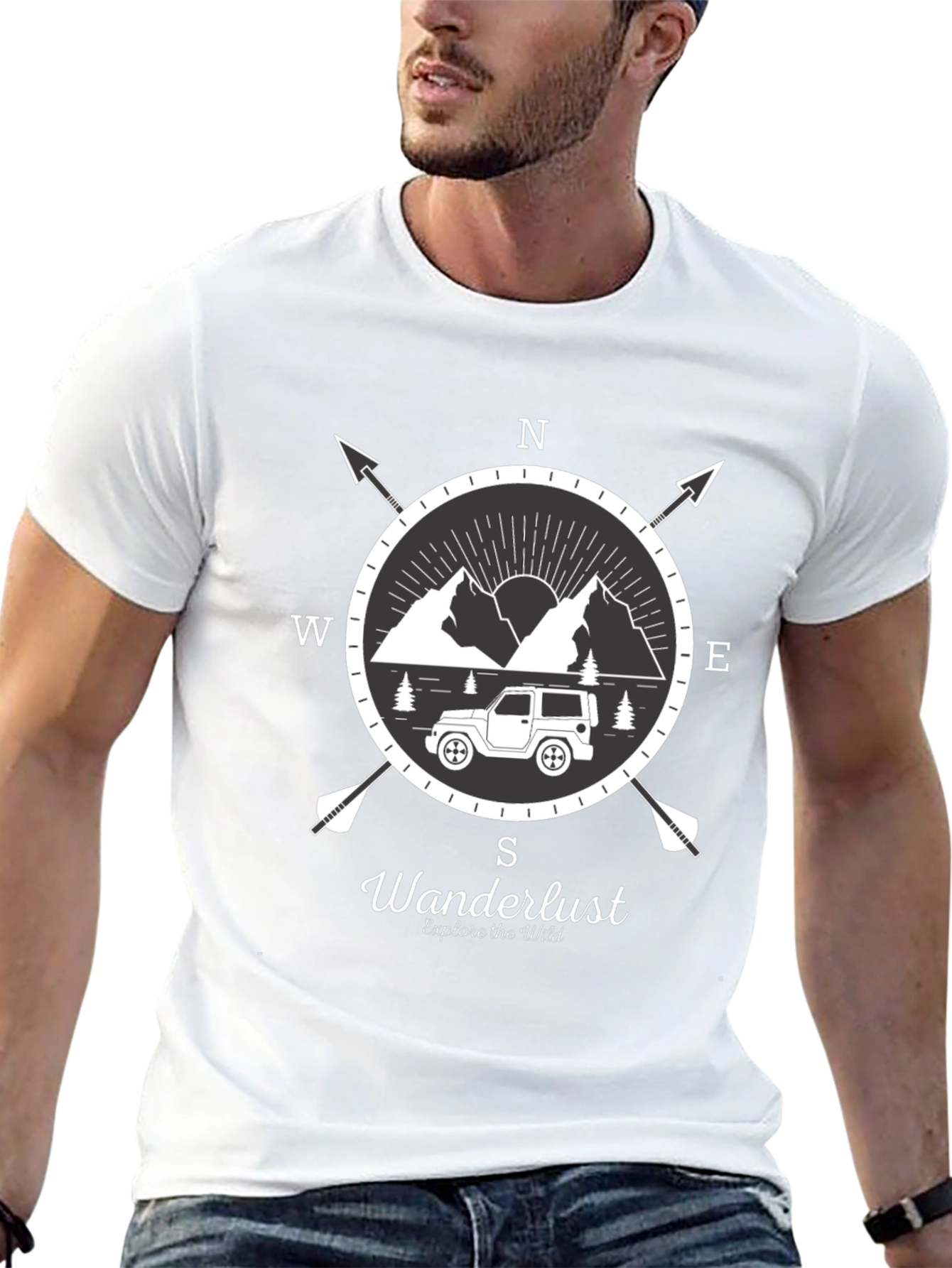 Wanderlust Compass Graphic T-Shirt - Explore The Wild