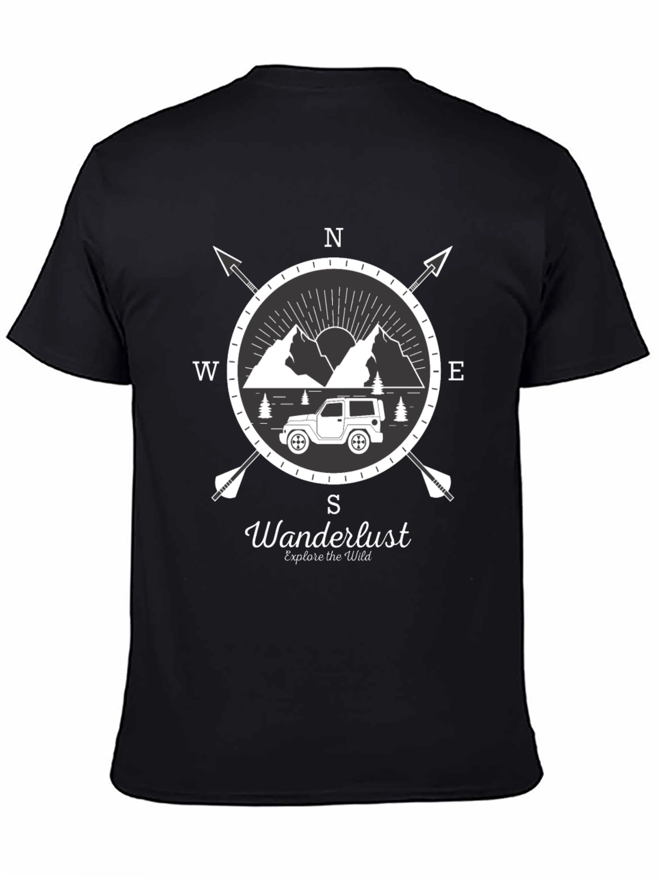 Wanderlust Compass Graphic T-Shirt - Explore The Wild