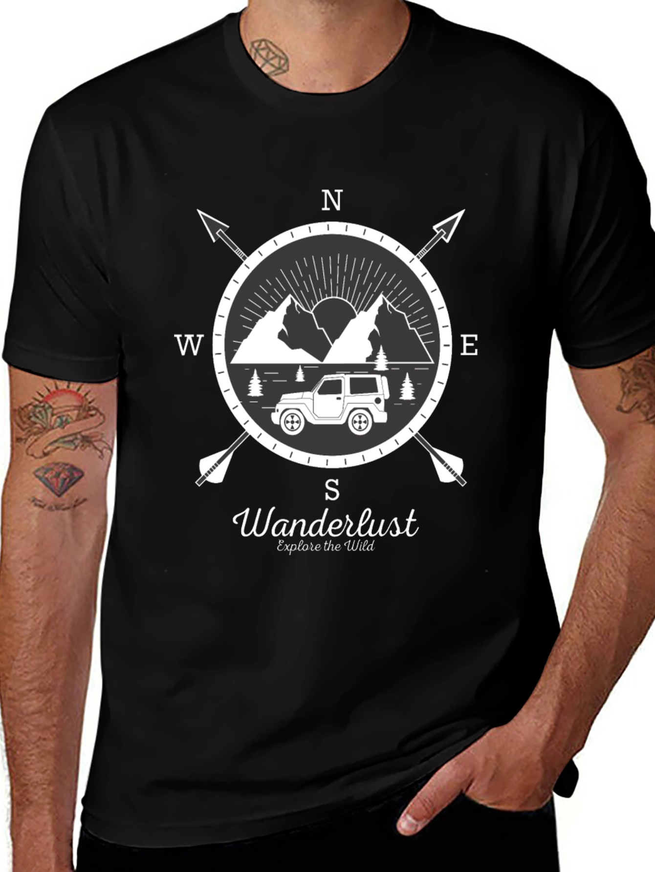 Wanderlust Compass Graphic T-Shirt - Explore The Wild