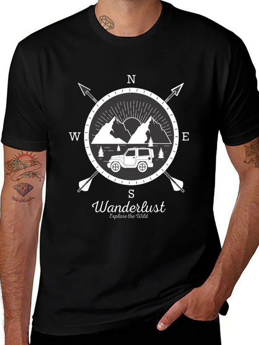Wanderlust Compass Graphic T-Shirt - Explore The Wild