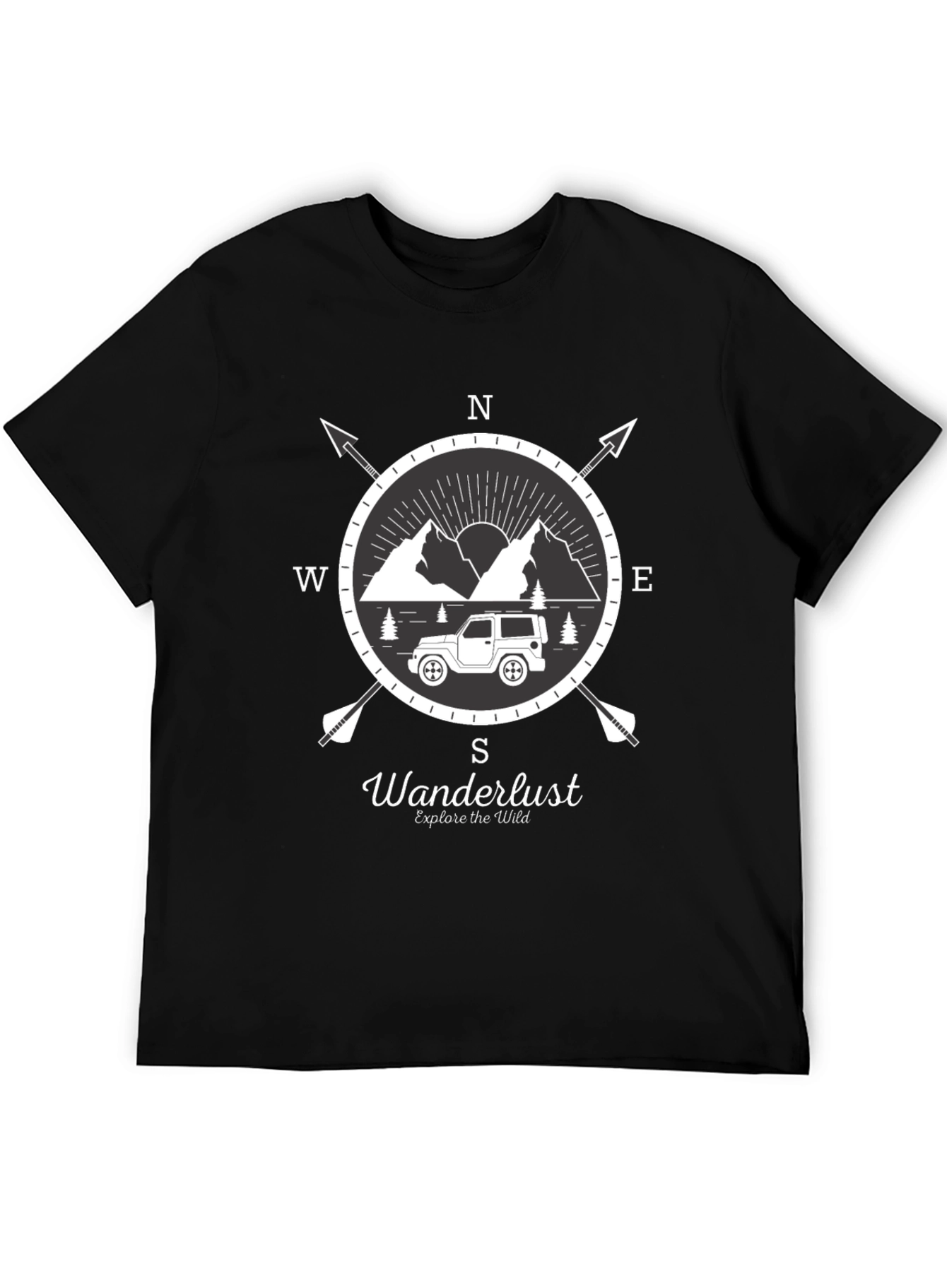 Wanderlust Compass Graphic T-Shirt - Explore The Wild