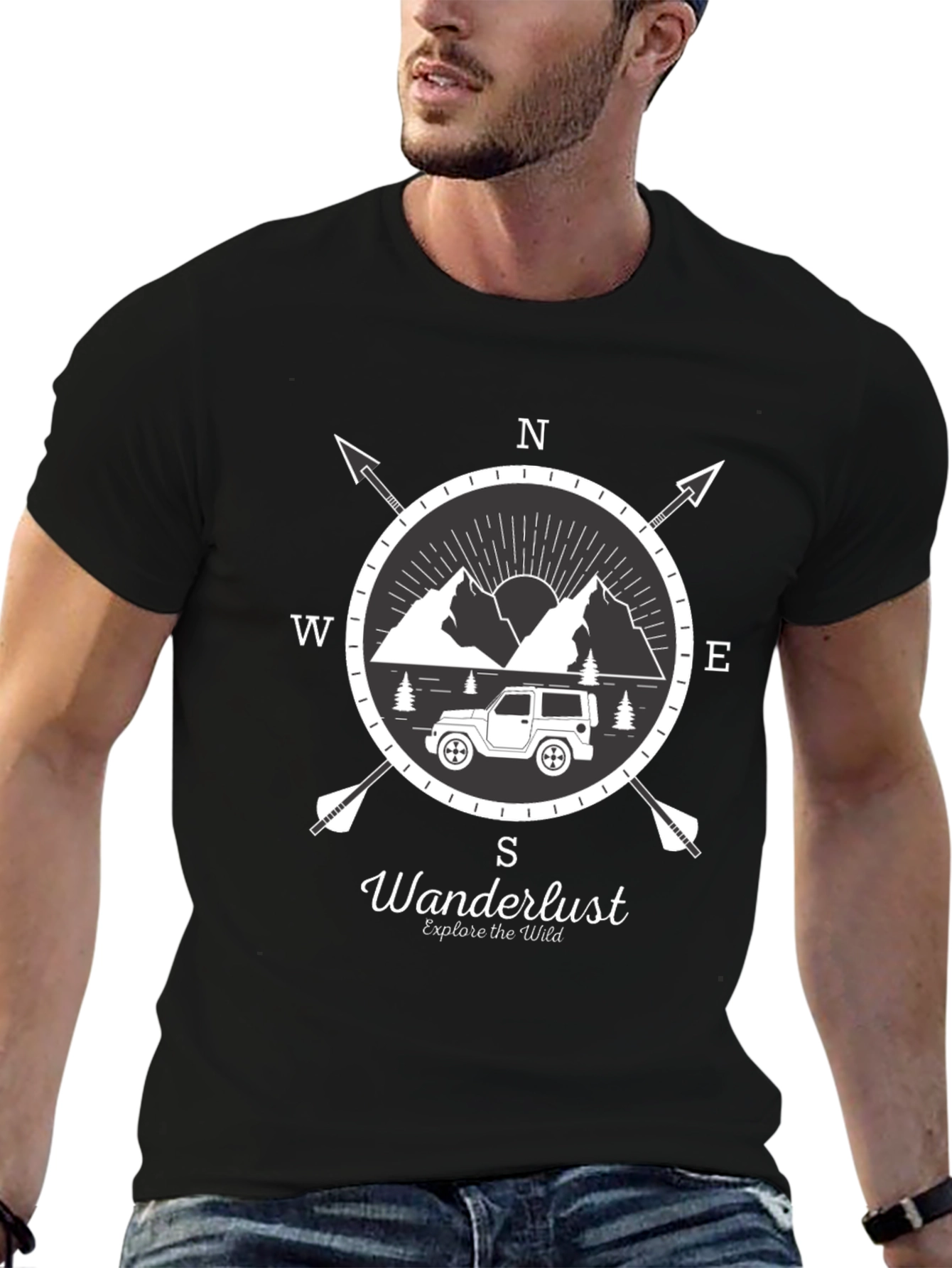 Wanderlust Compass Graphic T-Shirt - Explore The Wild