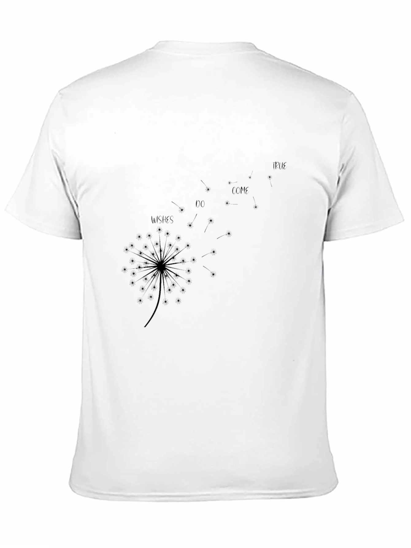 Dandelion Wishes Graphic Tee - Black Cotton Casual T-Shirt