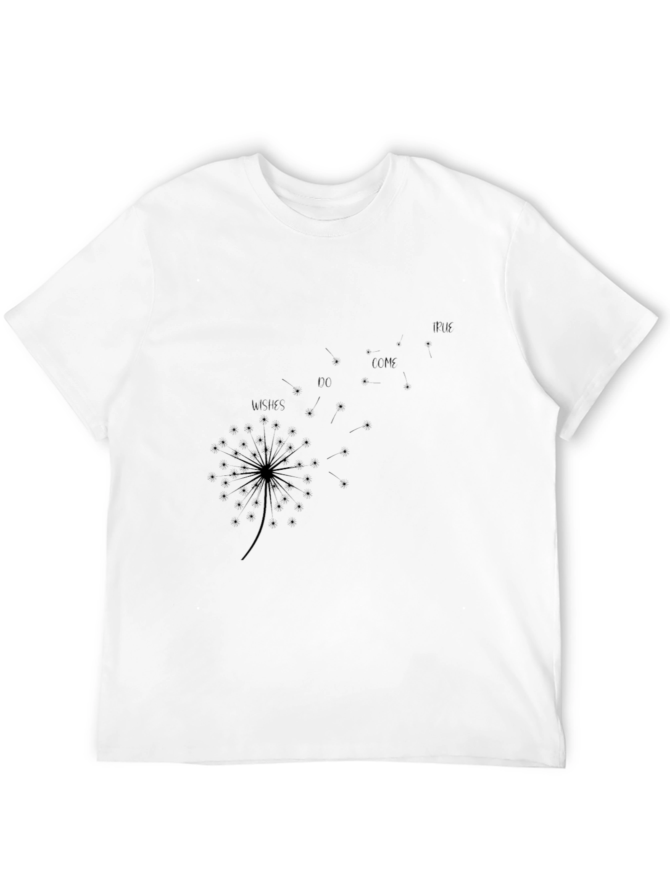 Dandelion Wishes Graphic Tee - Black Cotton Casual T-Shirt