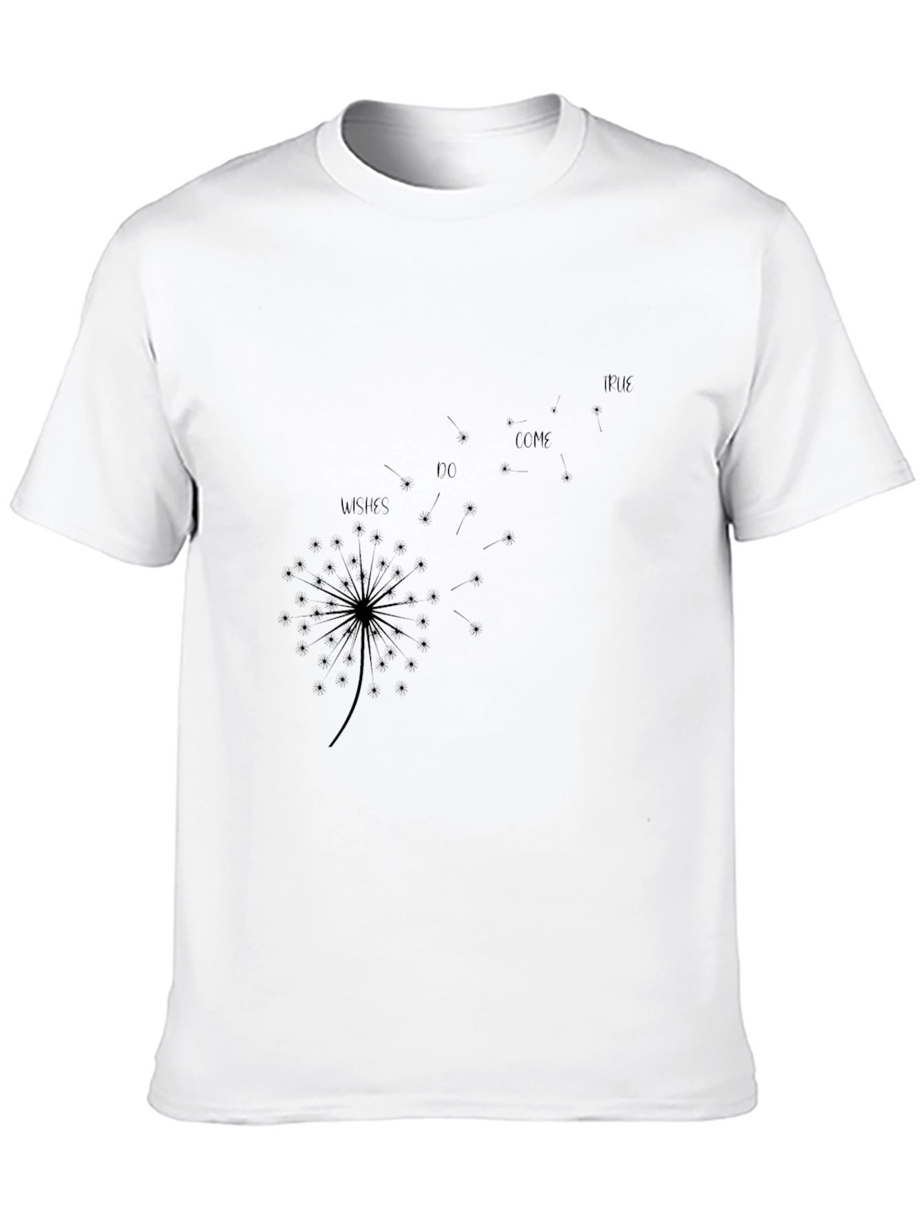 Dandelion Wishes Graphic Tee - Black Cotton Casual T-Shirt