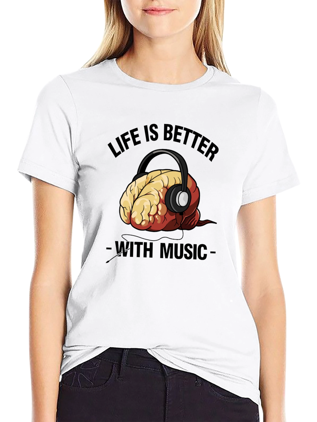 Life Is Better With Music Brain T-Shirt