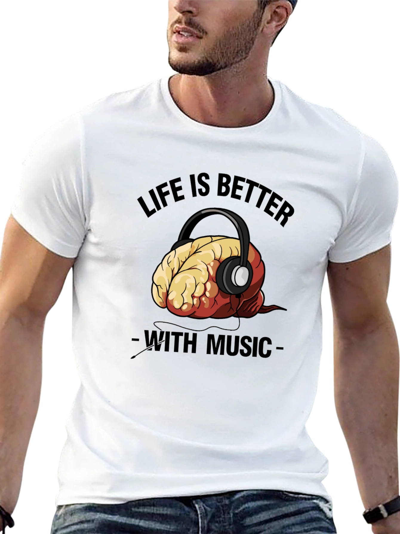 Life Is Better With Music Brain T-Shirt