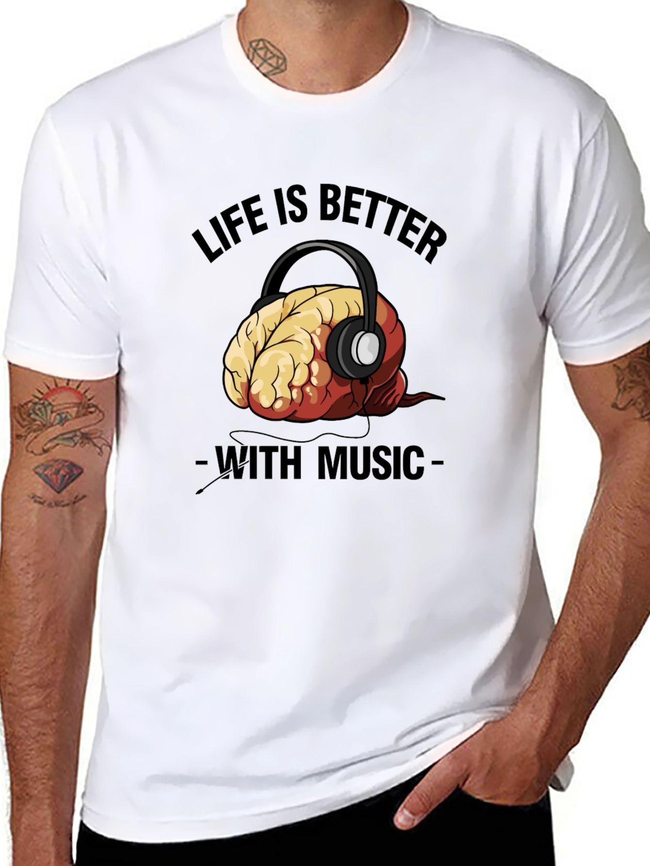 Life Is Better With Music Brain T-Shirt