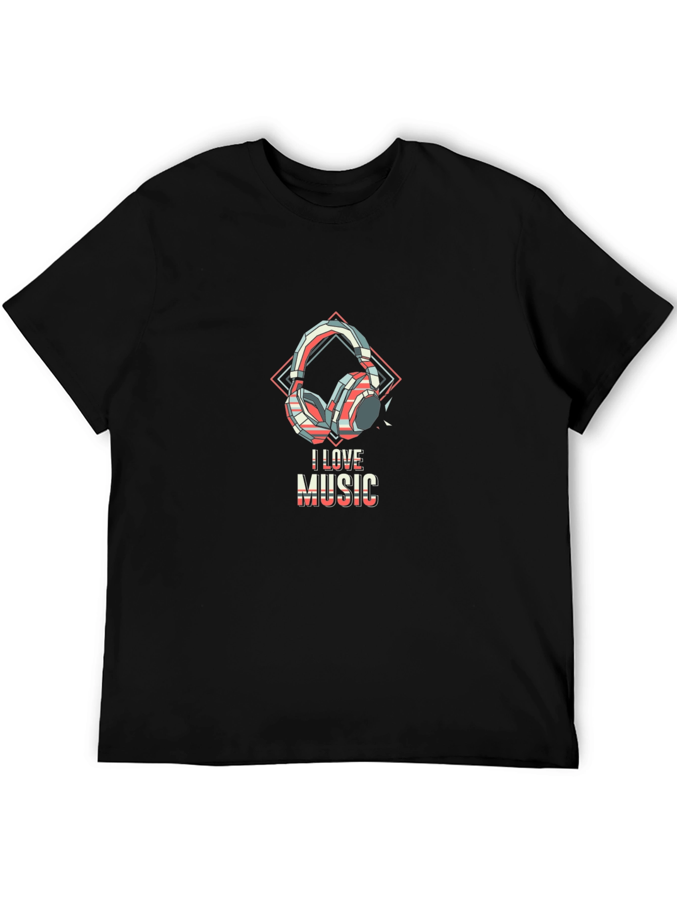 I Love Music Graphic Tee - Stylish Headphones Design