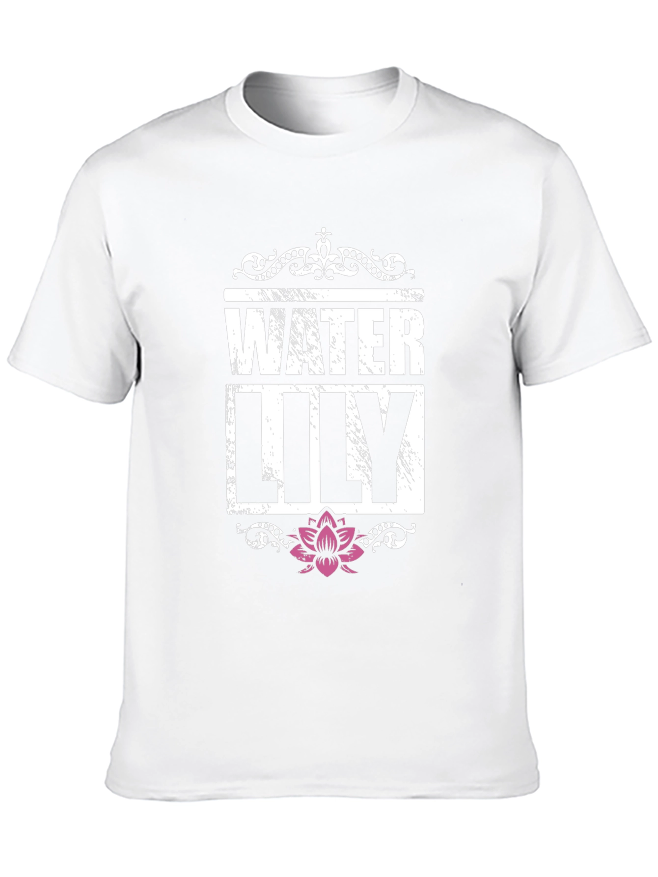 Water Lily Graphic T-Shirt Black Cotton Tee