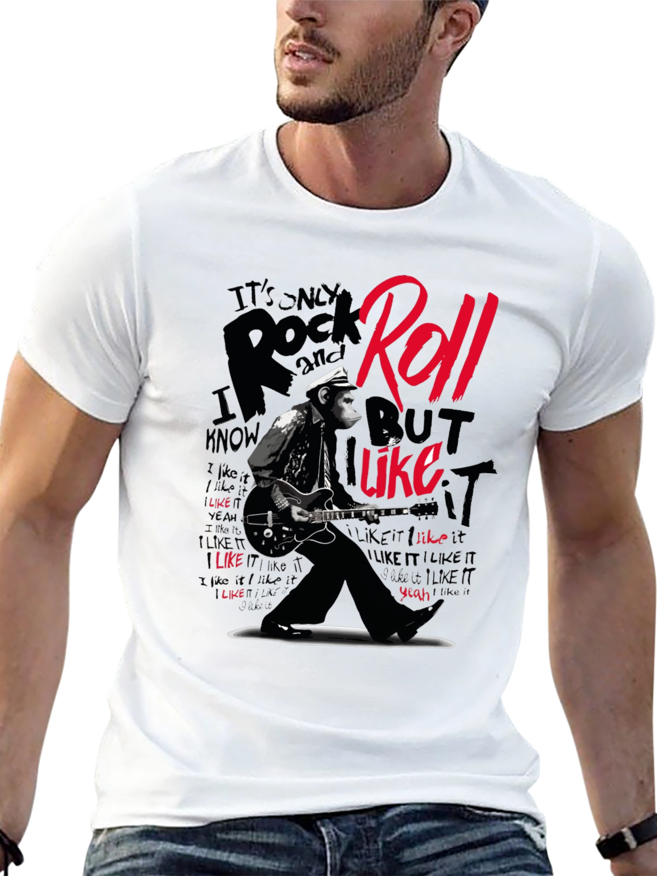 Rock and Roll Monkey Graphic T-Shirt