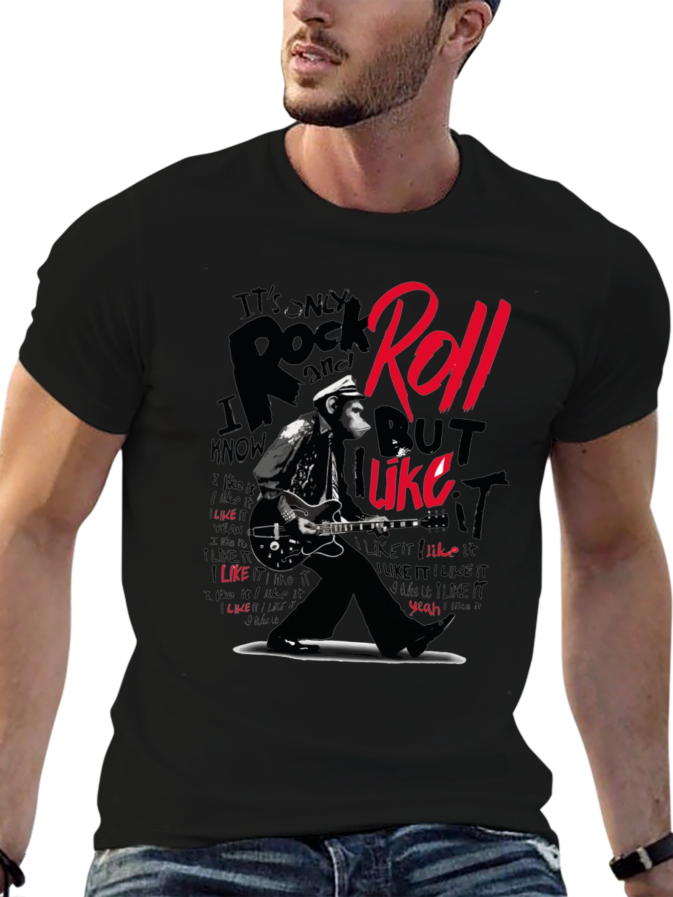Rock and Roll Monkey Graphic T-Shirt