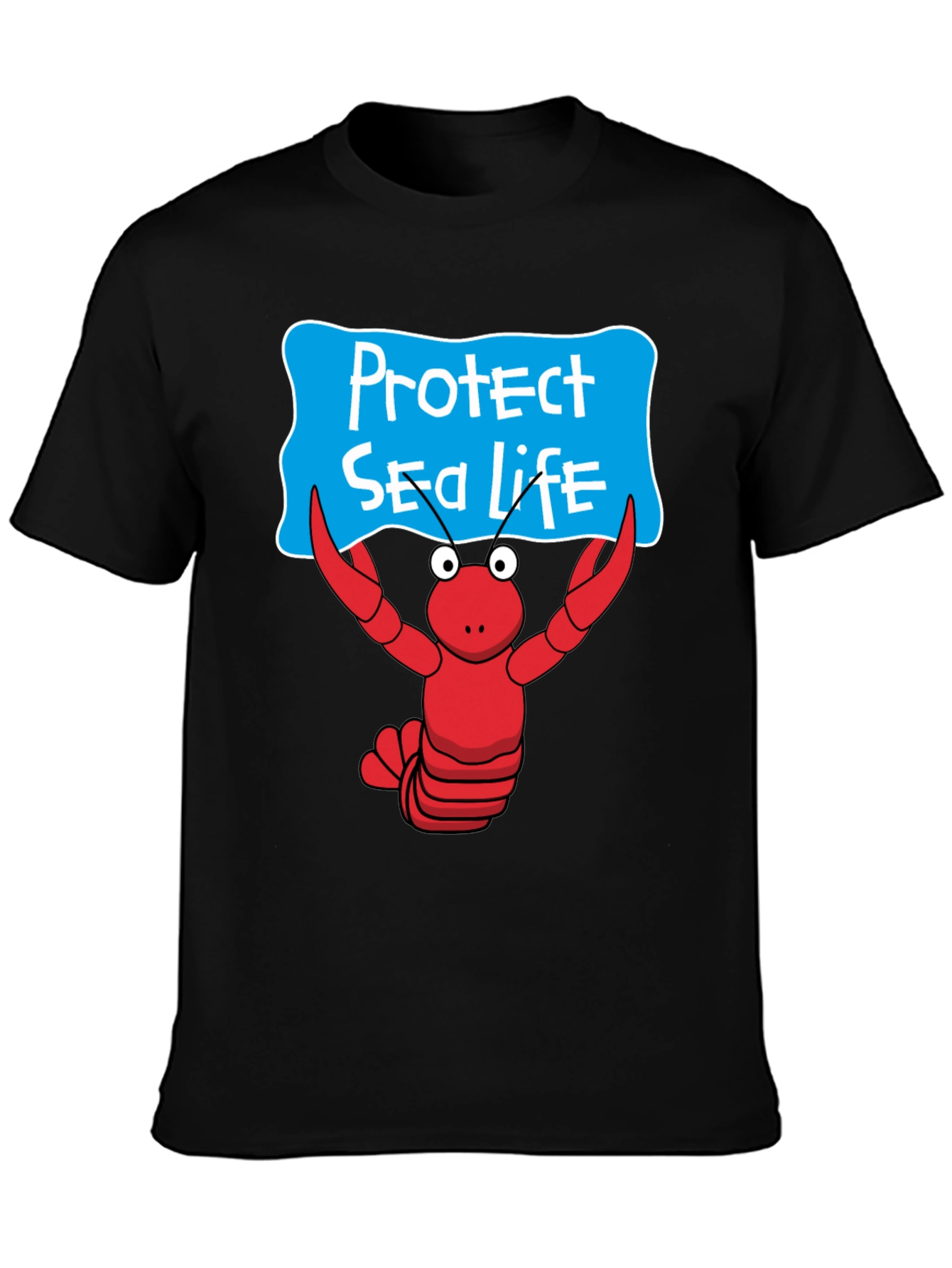 Protect Sea Life Cartoon Lobster Graphic Tee