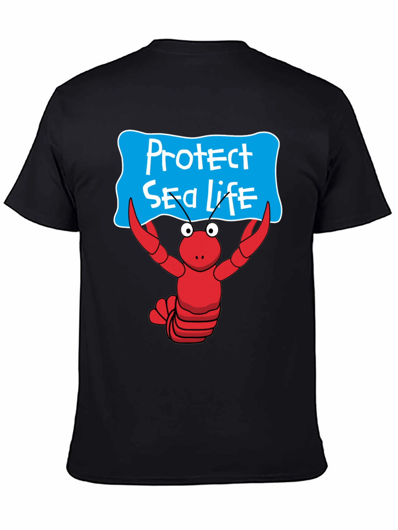 Protect Sea Life Cartoon Lobster Graphic Tee