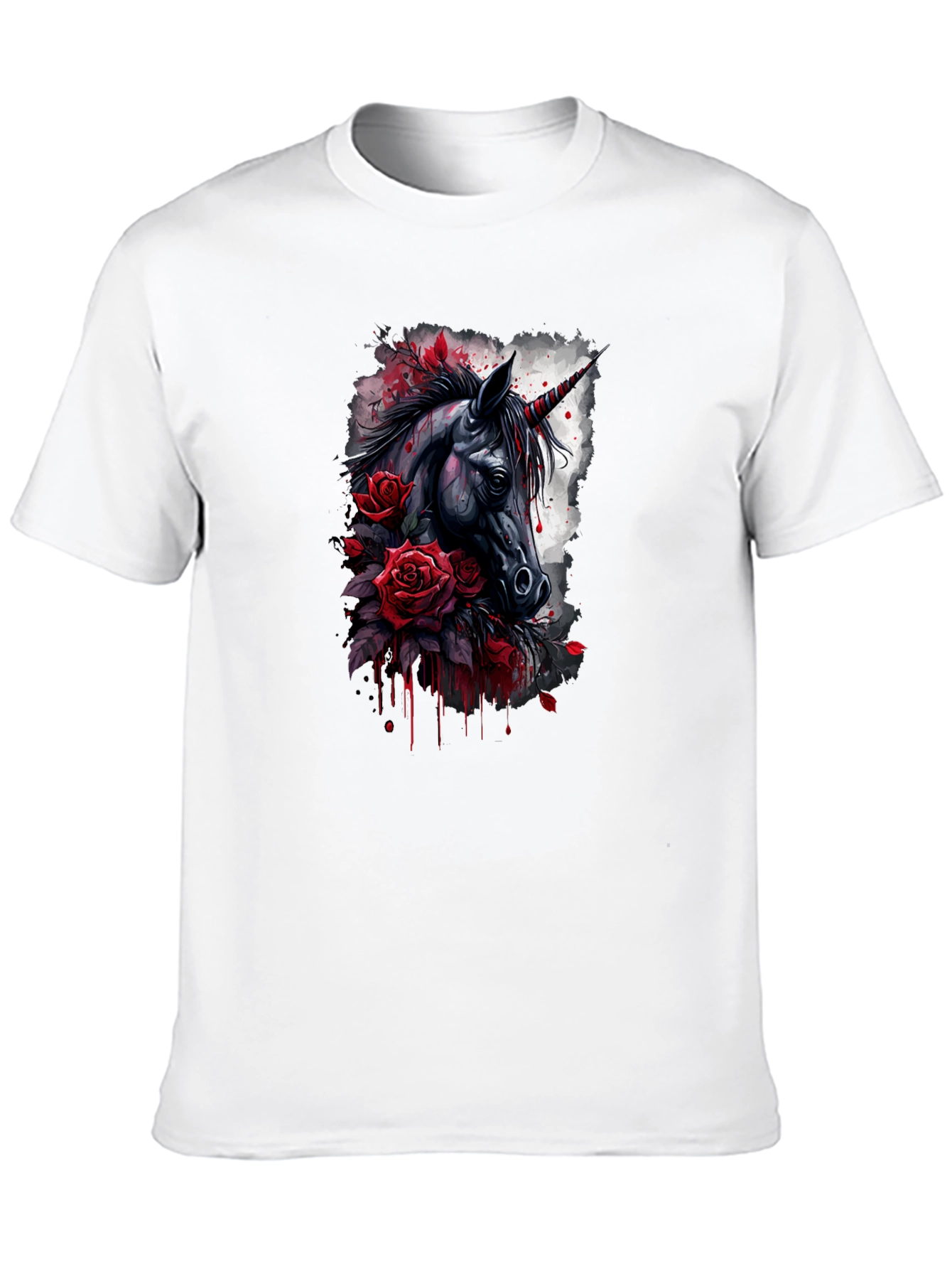 Unicorn & Roses Graphic Black T-Shirt