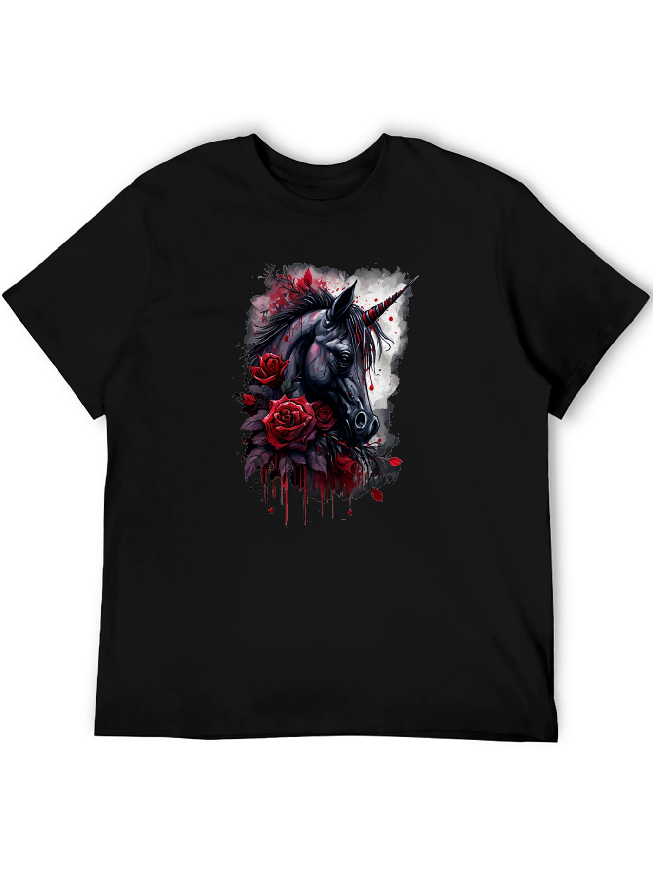 Unicorn & Roses Graphic Black T-Shirt