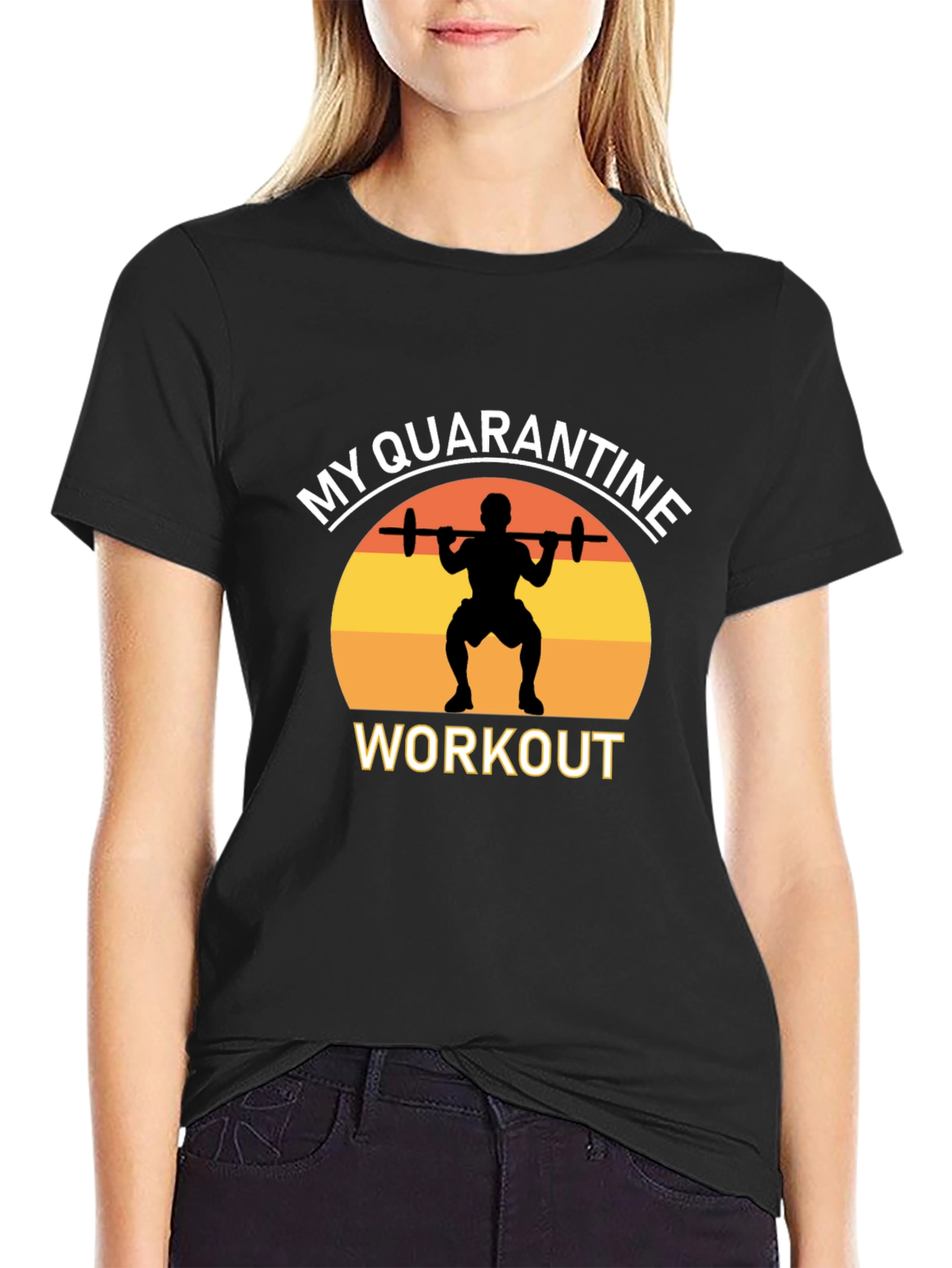 My Quarantine Workout Black Graphic T-Shirt